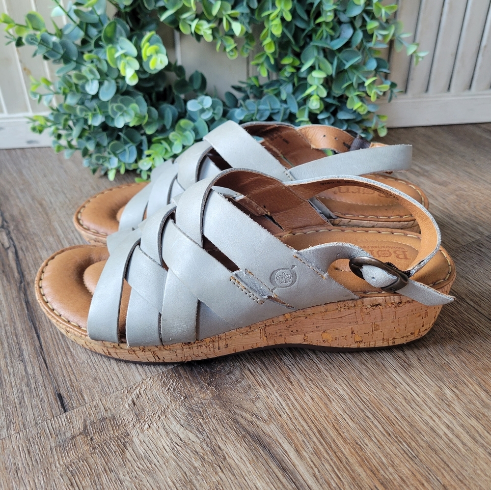Born Blue and Gray Sandals with Woven Straps